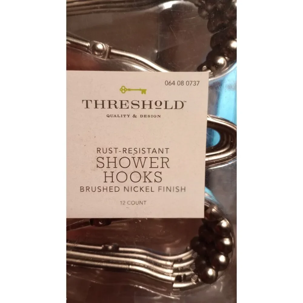 Shower curtain hooks 12 count rust resistant brushed nickel finish Threshold